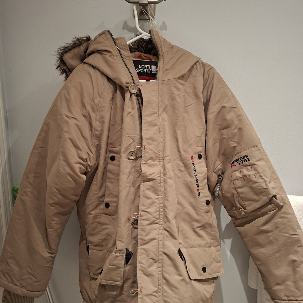 Men's Tan Parka Winter Jacket